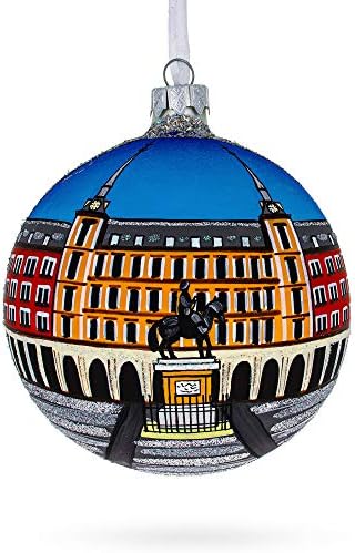 Prefeito de Plaza, Madri, Espanha Bola de vidro Ball Christmas Ornament 4 polegadas