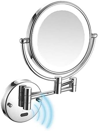 Zaahh 8 polegadas espelhos de banheiro montados na parede dupla, espelho de maquiagem LED, espelho de beleza