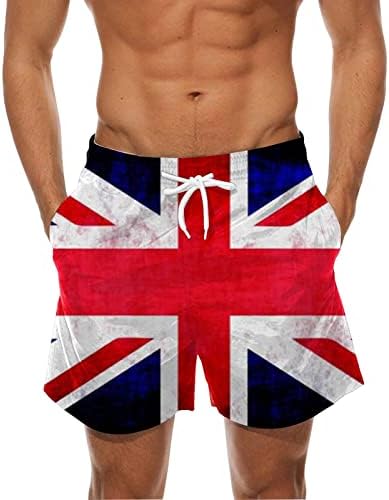 Troncos de natação casuais Mens 3d bandeira impressão de impressão elástica da cintura masculina