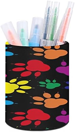 Patter de pata colorido portador de caneta de couro fofa potes de desktop gaveta de gaveta Organizador de maquiagem para materiais de mesa de escritório