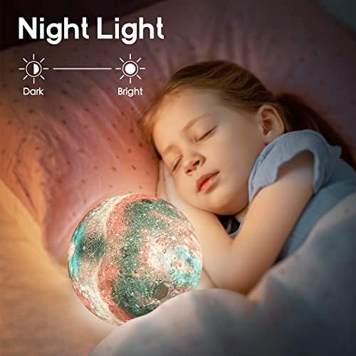 Brightworld Moon Lâmpada 3D Impressão Galaxy Lamp 4.7inch Lun Light 16 Cores Night Light for Kids, Remote