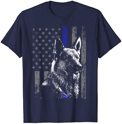Finga da linha azul da linha K-9 Shepherd Shepherd Dog Presente Men T-shirt