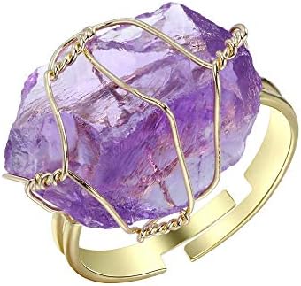 Memolome Natural Healing Crystal Ring Handmade Raw Ore Quartz Stone Gemstone Personalidade Simples Jóias