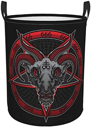 BAPHOMET Demon 666 cesta de lavanderia para mulheres adolescentes Sala de meninas, pequeno cesto
