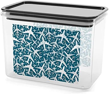 Caixa de avião de avião aeronaves caixa de armazenamento de alimentos plásticos organizadores de recipientes de recipiente com tampa para cozinha