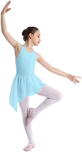 FeShow Girls Basic Gymnastics Ballet Dance Tank Leotard Dress com saia tutu anexada