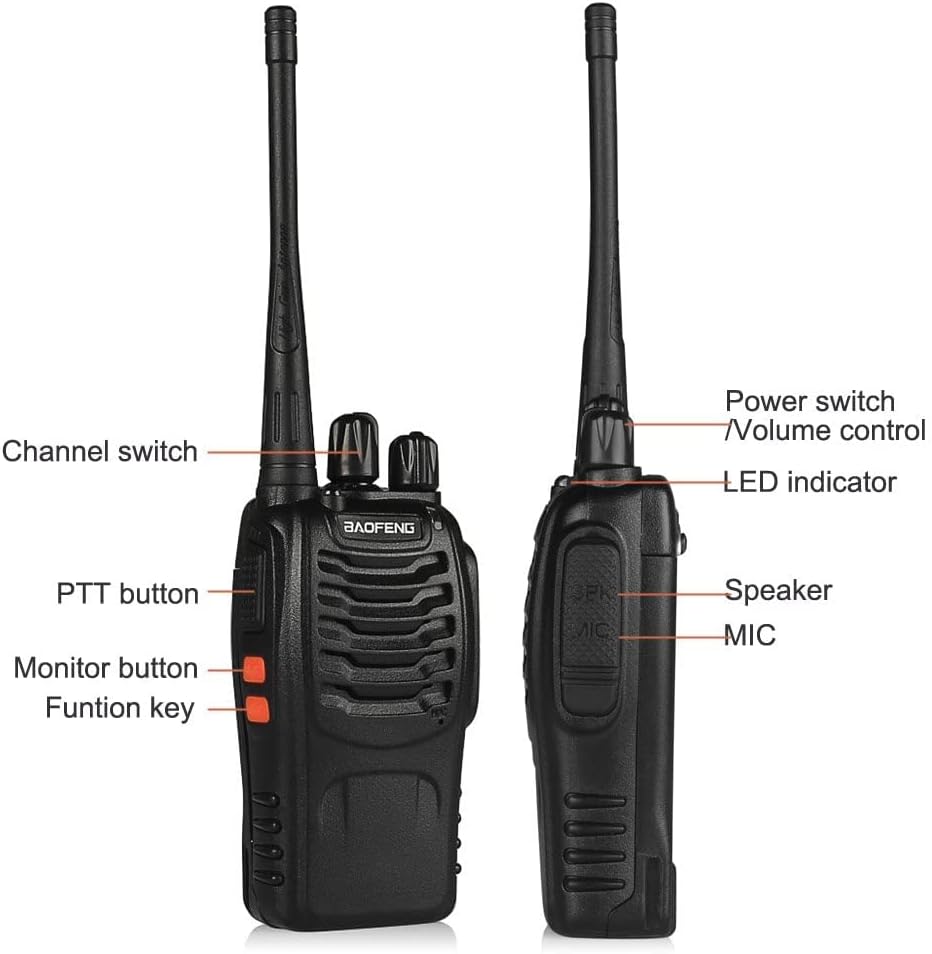 Baofeng BF-888S Walkie Talkies Longa alcance para adultos com fones de ouvido 12 Pacote recarregável portátil de mão bidirecional Radio