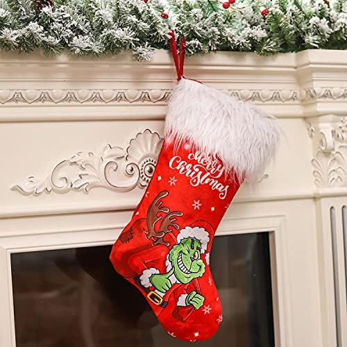 ADURSSELL Christmas Stocking, 17,7 polegadas grandes meias de doces Decorações de ornamentos de Natal para