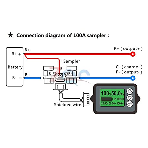 DC 8-80V 100A Bateria Coulometer Fosfato/Ferro/Lítio Testador de Capacidade de Bateria Monitor de Visor Electric