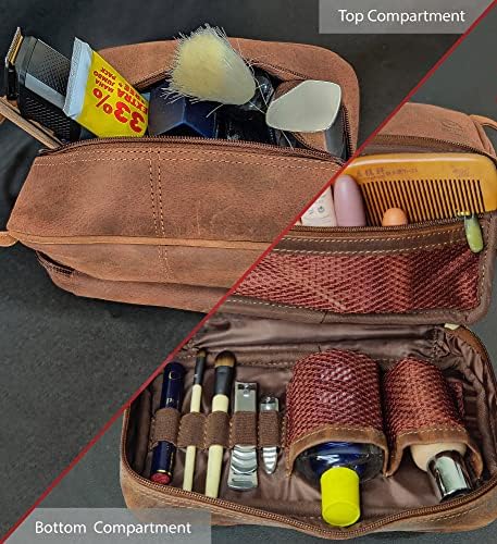 Caixa de lápis de couro rústica e bolsa de higiene pessoal combinar - uma bolsa de lápis vintage e