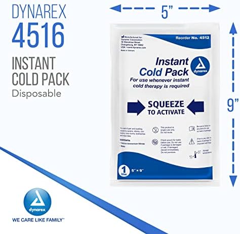 Pacotes de gelo descartáveis ​​Dynarex para lesões - pacotes frios instantâneos para primeiros socorros,