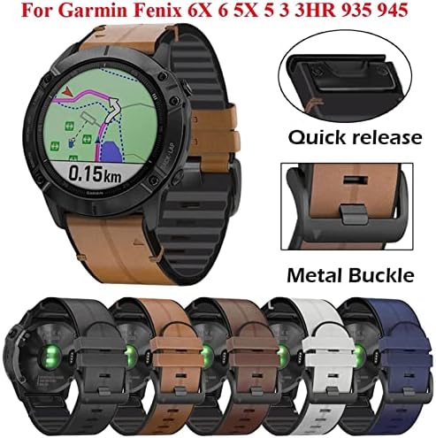 Dyizu Quickfit Relógio Strap para Garmin Fenix ​​7 7x 6 6x Pro 5x 5 mais 3HR 935 945 S60 Couro