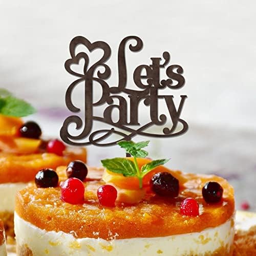Topper de bolo de casamento rústico de madeira marrom personalizada Let's Party Rustic for Couples for Wedding