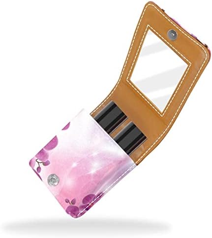 Mini estojo de batom com espelho para bolsa, Flowers Purple Orchids Organizador de caixa portátil