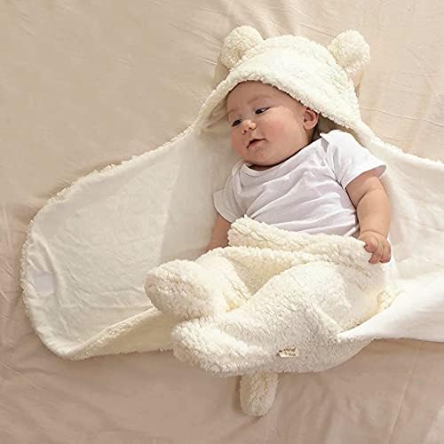 Cobertor de abafamento com capuz de bebê, bebê recém -nascido yinuoday recebendo saco de saco de dormir com lã de cobertor para meninos e meninas