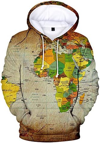 Mapa mundial 3d capuz estampado moletom com capuz masculino masculino com capuz de grandes dimensões harajuku