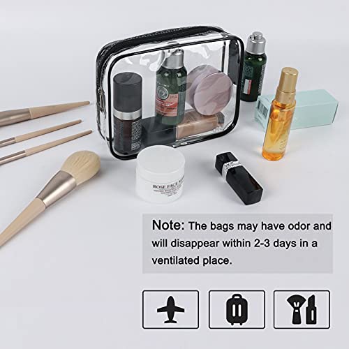 Sacos de maquiagem claros e errôneos, TSA aprovou 3 PCs Sacos de maquiagem cosméticos Definir PVC claro com