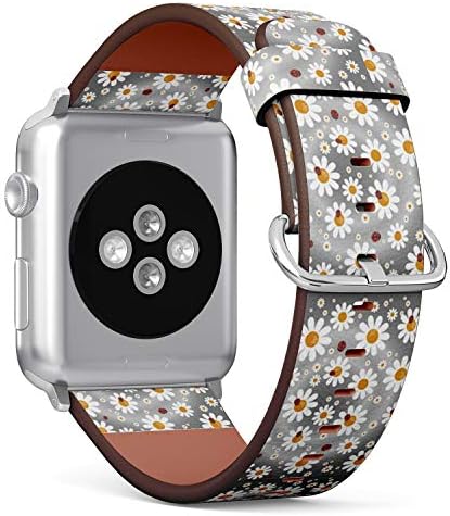 Compatível com a série Apple Watch 1,2,3,4 - Substituição de pulseira de pulseira de cinta de banda de couro - Flor da margarida