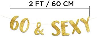 60 e Sexy Gold Glitter Banner - 60º feliz aniversário decorações - 60º ano de festa de aniversário