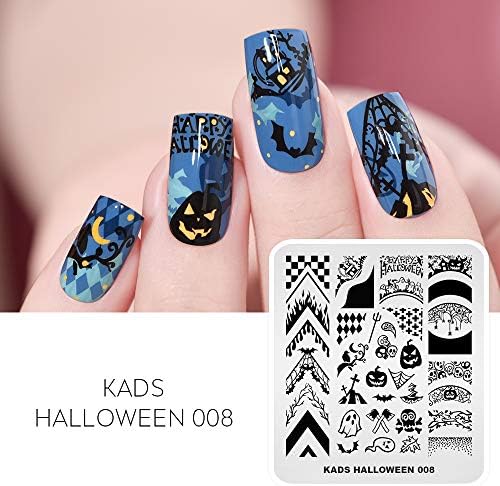 KADS 5 PCS Placas de carimbo de unhas de Halloween Halloween Placas de carimbo de estampagem para decoração de unhas DIY Ghost Horrible Skull