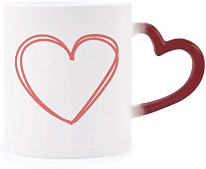 Coração do Dia dos Namorados Linhas duplas de calor caneca sensível a rubor vermelho copo de grés de