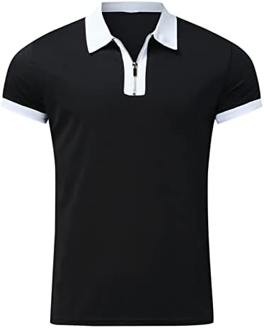 Camisetas de verão para homens masculinos casuais casuais de duas peças colarinho de zíper de mangas curtas