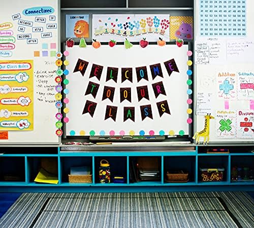Facraft 53 PCs Bem -vindo decorações de sala de aula de bulletim, galhardetes de confete bem -vindos