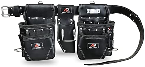 AP-Leather Pro-14 de grão de grão superior Cintos de ferramentas de couro, bolsa de 14 bolso/cinto/bolsa
