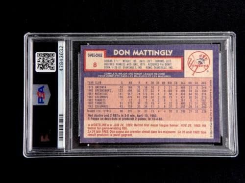 Don Mattingly 1984 O-Pee-Chee 8 PSA 8 Perto de Mint To Mint Baseball ROOKIE CART-BASEBOL SLABBADO DE ROOKIE