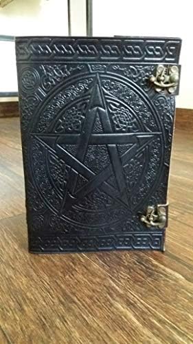 QualityArt Large Black Pentacle Grimoire Livro de Shadow Leather Journal Notebook em branco livro de desenhos