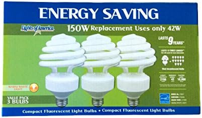 Lights of America 42W 2700 Lumens economizando lâmpadas fluorescentes compactas CFL 3 PK