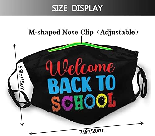 Bem -vindo de volta à escola de máscara facial com 2 filtros de balaclava de moda ajustável respirável para homens adultos
