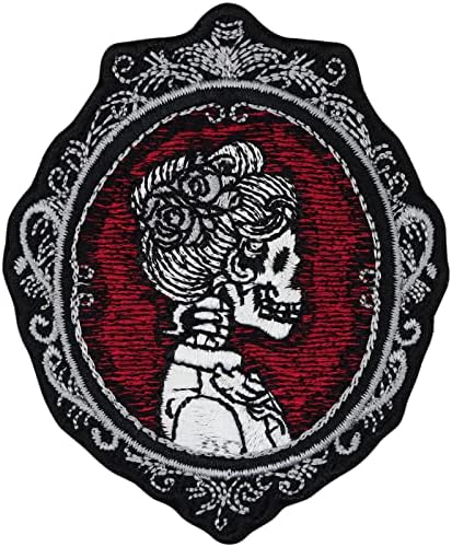 Skeleton Portrait Sew On Patch - Premium bordado Patch Halloween Decoração Dia de Los Muertos - Victorian Lady