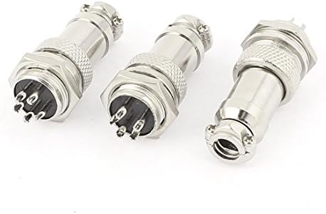 Aexit 3 pares acessórios de áudio e vídeo 16mm Thread 5 pinos Male Painel feminino conectores