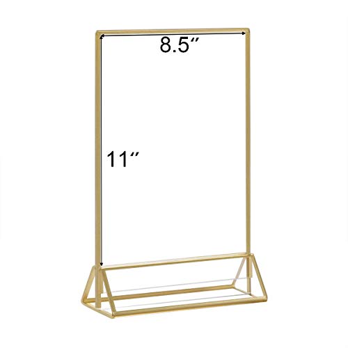 HIIMIEI acrílico de molduras de ouro 8.5x11, suporte de menu de mesa de dupla face Stand, titular de números