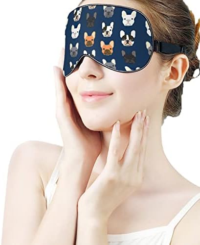 Máscara de olho francesa Bulldog com alça ajustável para homens e mulheres noite de viagem para dormir uma