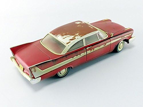Auto World - Christine 1958 Plymouth Fury em vermelho - Versão suja - 1/18 escala de matriz de matrizes colecionáveis ​​Muscle Car para crianças e adultos