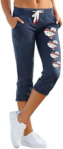 Leggings de ioga feminina Leggings Controle de beisebol Capri Pants Comfort Comfort Soft Broved Athletic