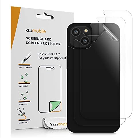 Conjunto Kwmobile de tampas traseiras 3x compatíveis com Apple iPhone 14 Plus - Pacote de protetor de tela traseira Filmes de proteção transparentes