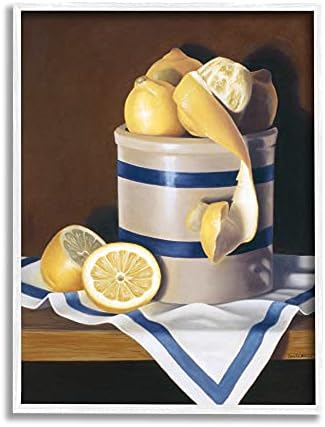 Stuell Industries Country Country Lemon Peel Jar Still-Life Pintura, Design de Cecile Baird White emoldurou arte de parede, 11 x 14, multicoloria