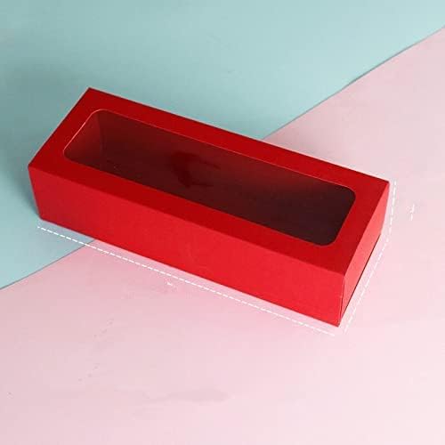 Caixa de presente do tipo de gaveta de papel kraft marrom/vermelha/preta com janela de casamento clara de biscoito