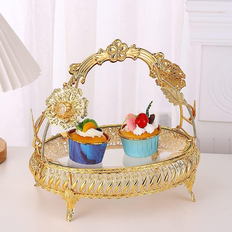 LDCHNH estilo europeu manuseio de cesta de frutas placas de fruta de fruta tarde chá de chá de chá de doce de bala