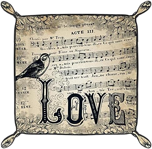 Flor de pássaro da partitura de amor vintage para equipamentos de escritório bandeja de vaidade