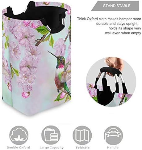 VISESUNNY Spring Bird Bossa Cherry Blossoms Blossoms grande cesto de roupa com alça de roupa Durável Durável Roupa