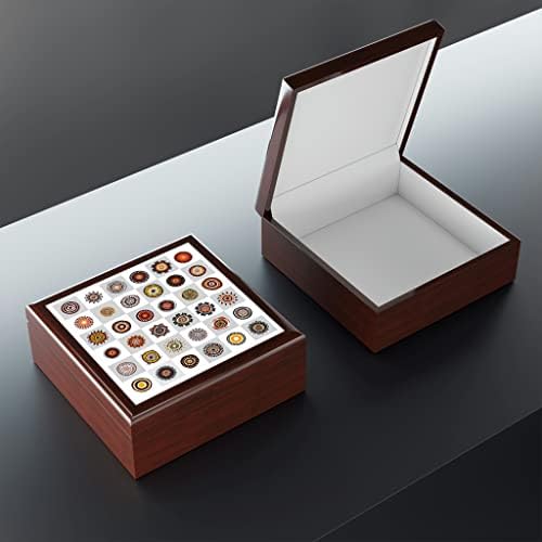 Caixa de jóias decorativas - tampa de cerâmica - quadro de xadrez