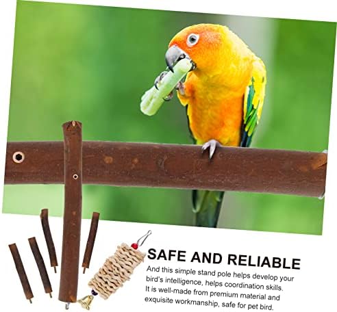 Patkaw 2pcs Parrot Stand Chew Toys Small Bird Toys Toys de madeira Toys Stand Stand para pássaros Birds Wooden
