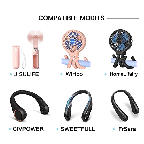 Cabo do carregador USB C para Jisulife Handheld Mini Fan, Wihoo Fan, Civpower Neck Fan, Fan Homelifairy, Frsara,