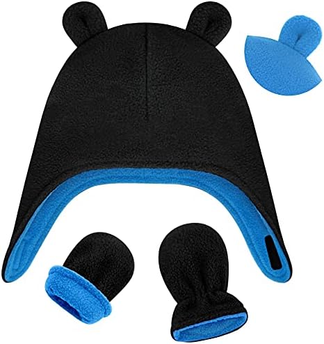 Chapéu de inverno bebê reversível chapéu de bebê e mitten define chapéu recém -nascido crianças criança chapéu