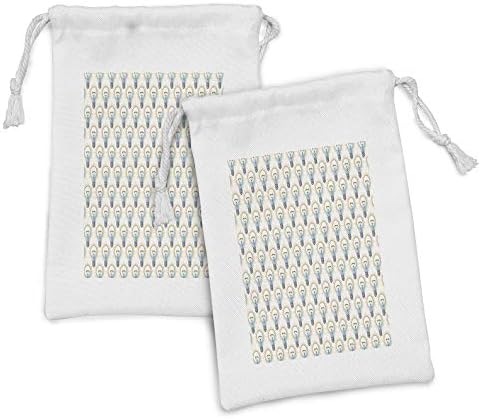 Conjunto de bolsas de tecido moderno de Ambesonne de 2, desenhos de lâmpadas elétricas contínuas, padrão moderno, saco de cordão pequeno para máscaras e favores de produtos de higiene