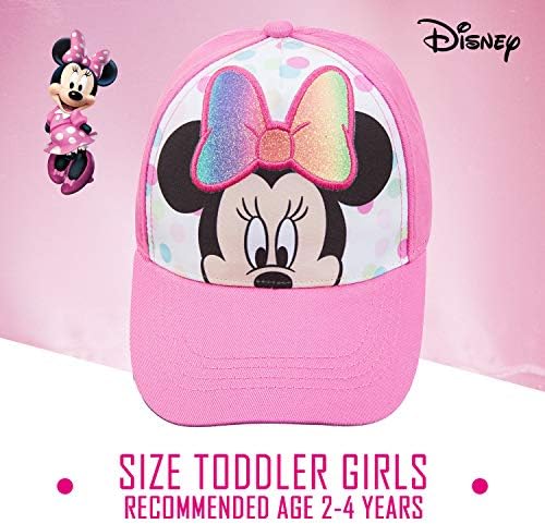 Disney Minnie Mouse Toddler Girls Pink Baseball Cap - de 2 a 4 anos - fechamento de velcro ajustável